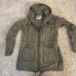 KUT From The Kloth Olive Utility Jacket Hooded Size M